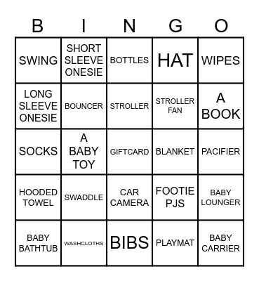 Baby Gift Bingo! Bingo Card