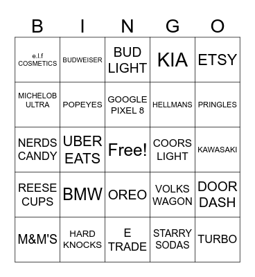 SUPER BOWL LVIII Bingo Card