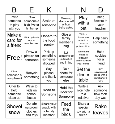 Acts of Kindness BINGO Card