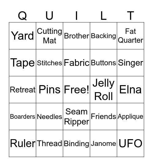 QUILTO Bingo Card