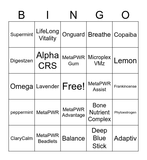 Women's Health Bingo Card