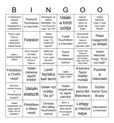 Superbowl 2024 Bingo Card