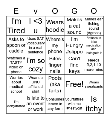 Living with Evonne <3 Bingo Card