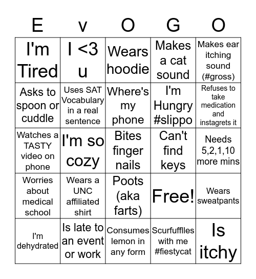 Living with Evonne <3 Bingo Card