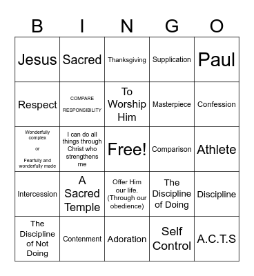 Wonderfully Made Recap Bingo Card