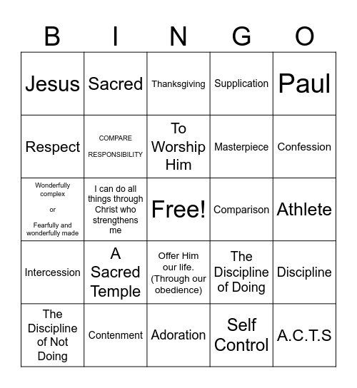 Wonderfully Made Recap Bingo Card