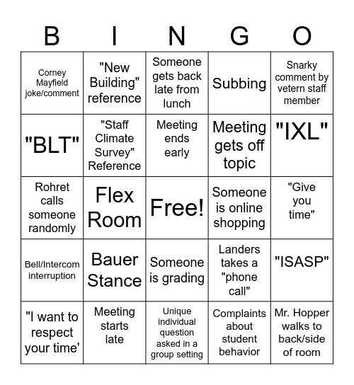 Central PD Bingo Card