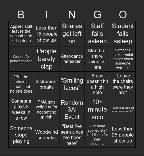 Recital hour :) Bingo Card