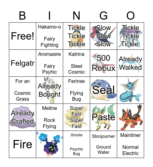 Pokemon Bingo Card