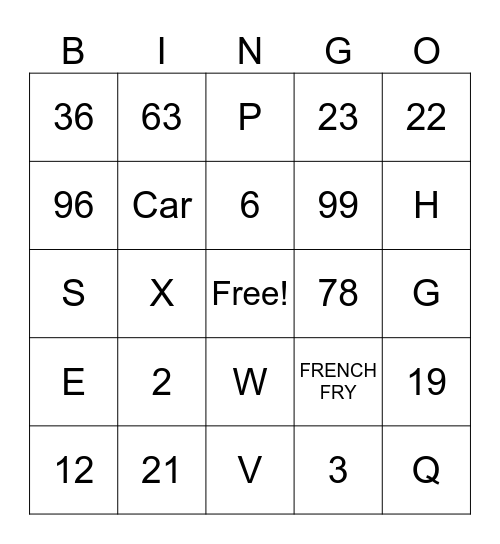 ASL BINGO: NUMBERS AND LETTERS Bingo Card