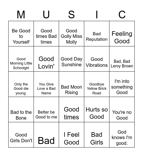 The Good and Bad Bingo Card