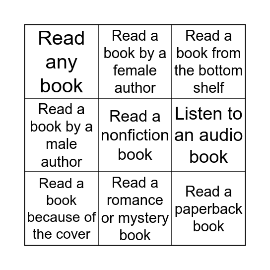 Exercise Your Mind Read...Book Bingo Card
