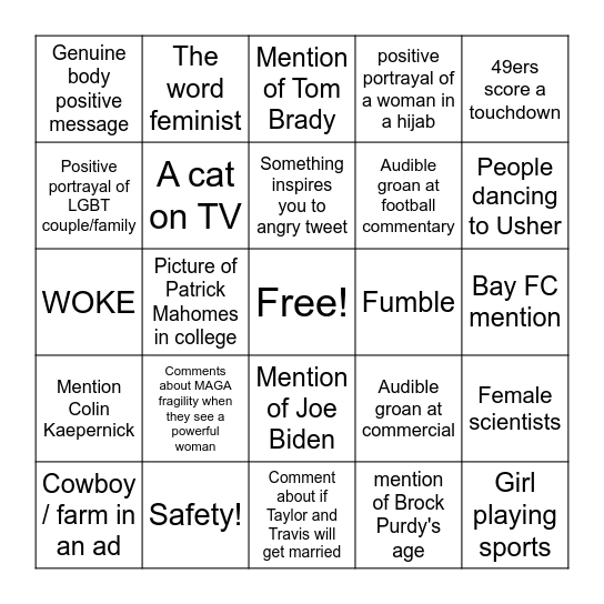 SUPERBOWL BINGO Card