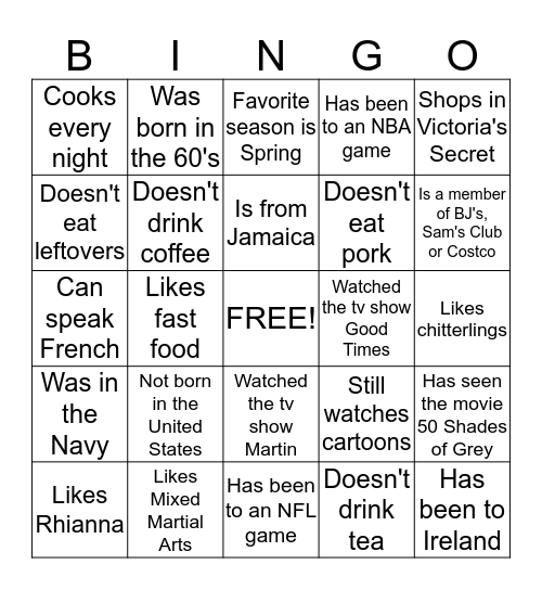 CoverGirls Bingo Card