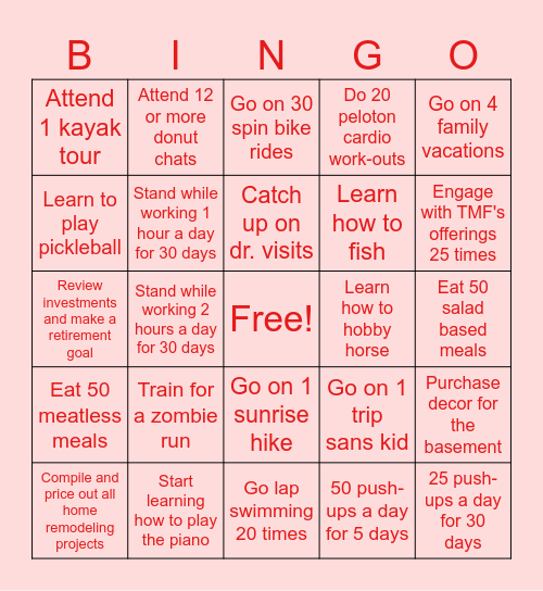 Lisa's New Year's Resolutions! Bingo Card