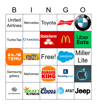 2024 Super Bowl Commercials Bingo Card