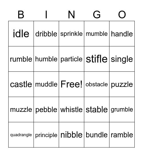 Consonant - le Bingo Card
