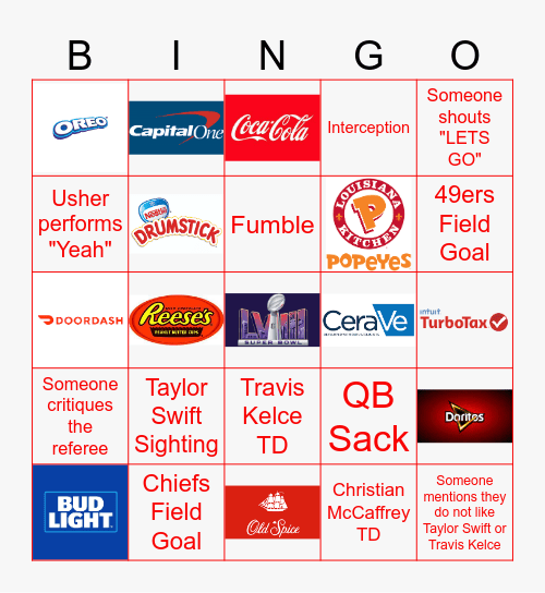 Super Bowl Sunday 2024 Bingo Card