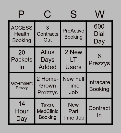 PC South Bingo - Week of 2/12/2024 Bingo Card