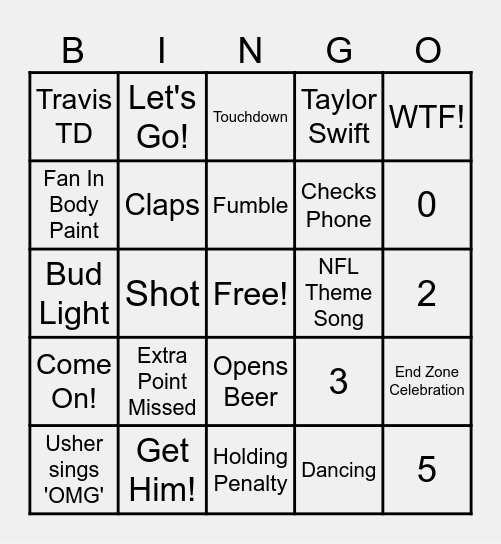 Super Bowl 59 Bingo Card