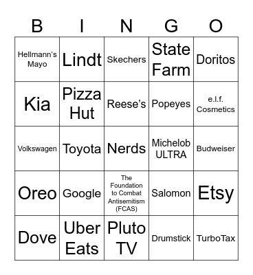 Super Bowl BINGO of GLORY Bingo Card