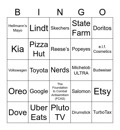 Super Bowl BINGO of GLORY Bingo Card