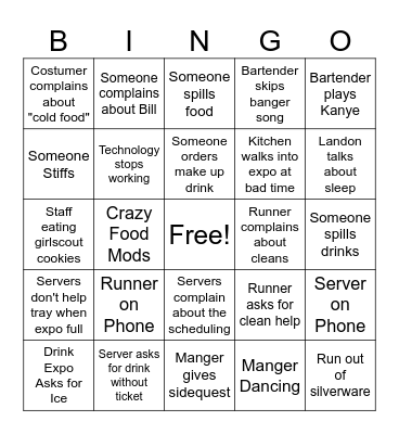 Server bingo Card