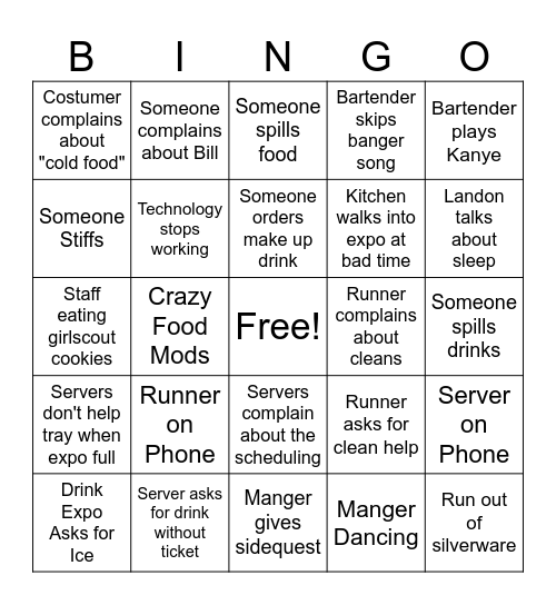 Server bingo Card