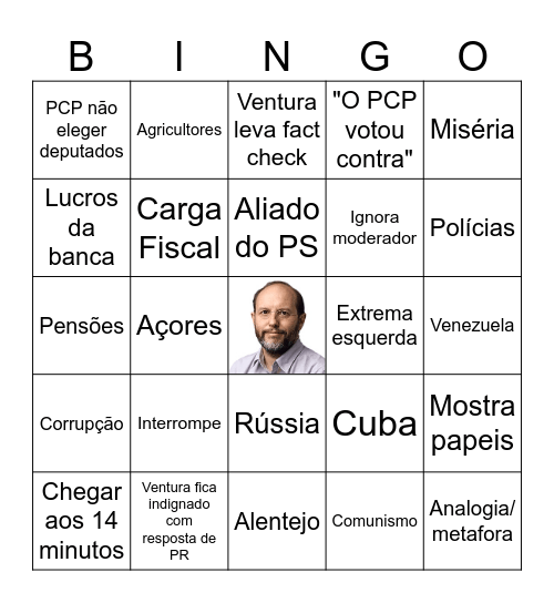 Ventura Bingo Debate PCP Bingo Card