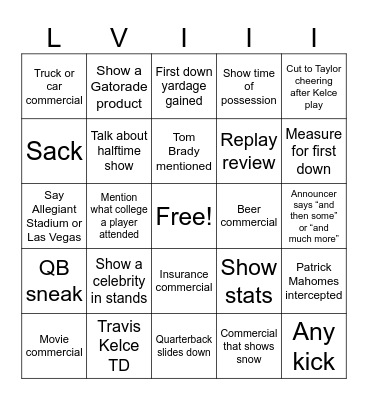 Super Bowl 58 - Taylor's Version Bingo Card