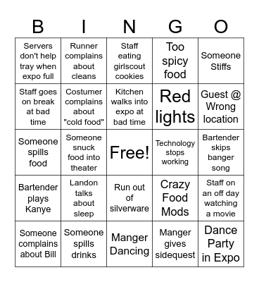 Server bingo Card