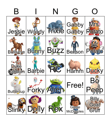 Toy Story Bingo Card