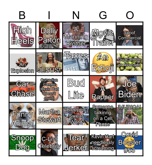 2024 Super Bowl Commercial BINGO! Bingo Card