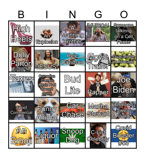 2024 Super Bowl Commercial BINGO! Bingo Card