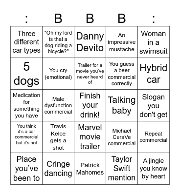 Super Bowl 2024 Bingo Card