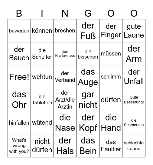 Kapitel 4 Bingo Card