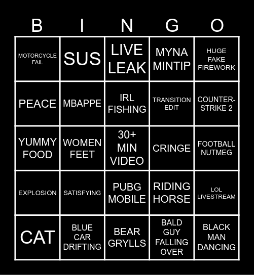 DOUYIN BINGO CUH Bingo Card