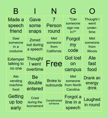 Forensics Bingo Card
