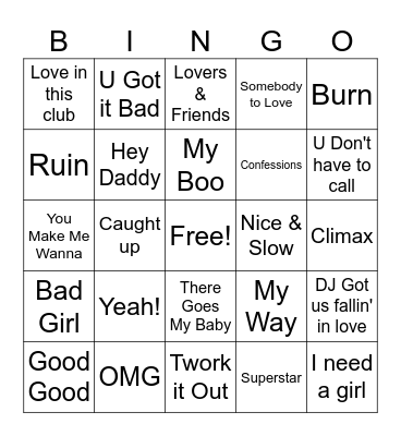 Halftime Usher Bingo Card