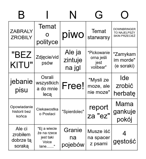 BARTEK Bingo Card