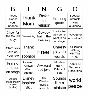 General Session Bingo Card