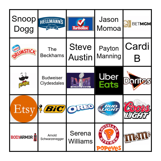 Commercial Bingo! Bingo Card