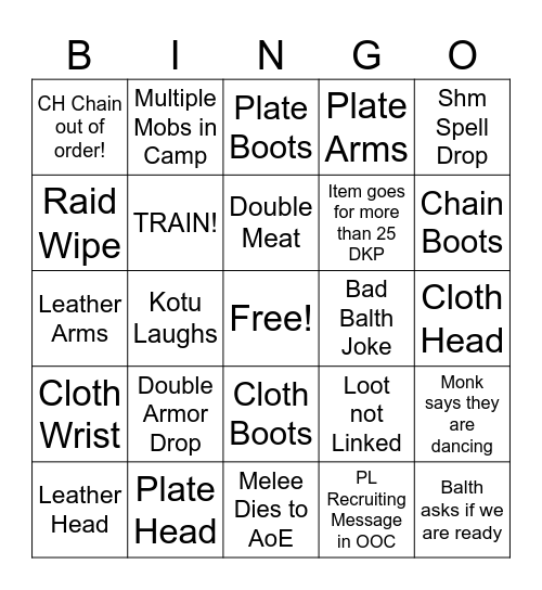 HoT Bingo!!! Bingo Card