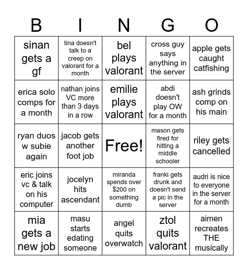 Hard Stuck Iron (Personal) 2024 Bingo Card