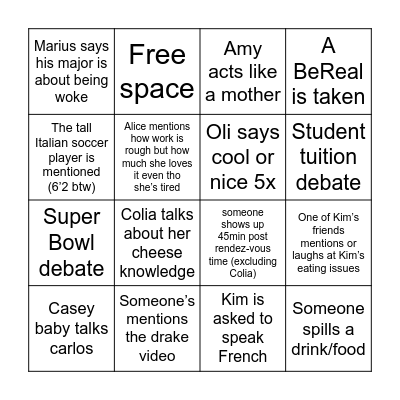 Tik Tok Toes Bingo Card