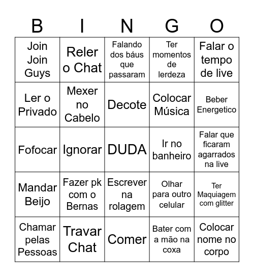 Bingo Duda Bingo Card