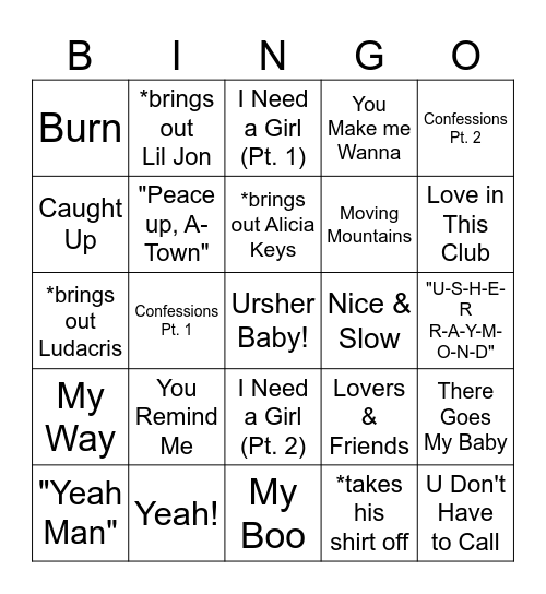 Halftime Bingo Card