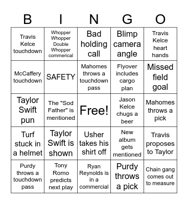 SUPER BOWL DRINKING BINGO Card