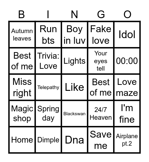 @Jhpark101395 Bingo Card