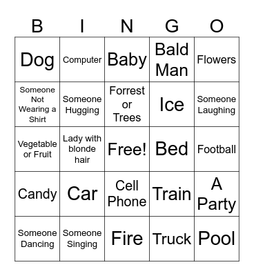 Super Bowl Commercial Bingo Card